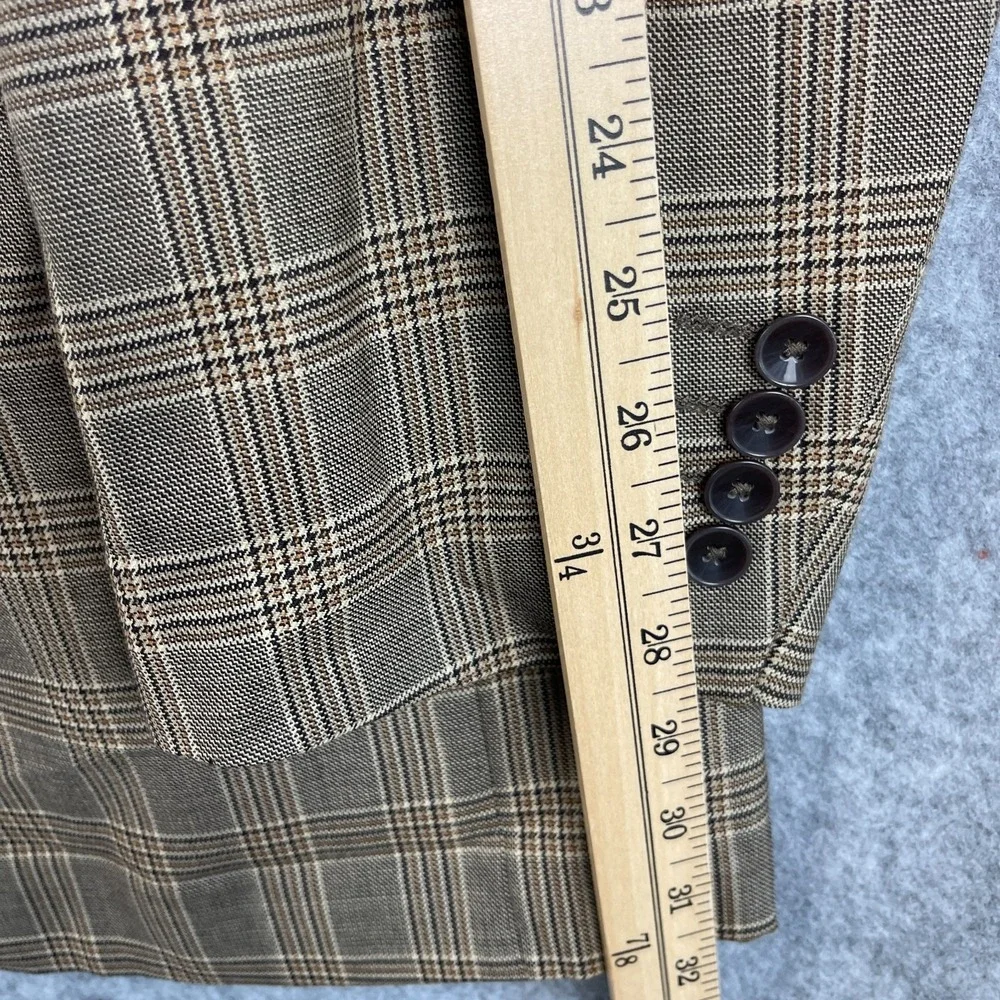 Ranieri Nomo Blazer Mens 50L Tan Wool Windowpane Plaid Classic Super 150s Italy